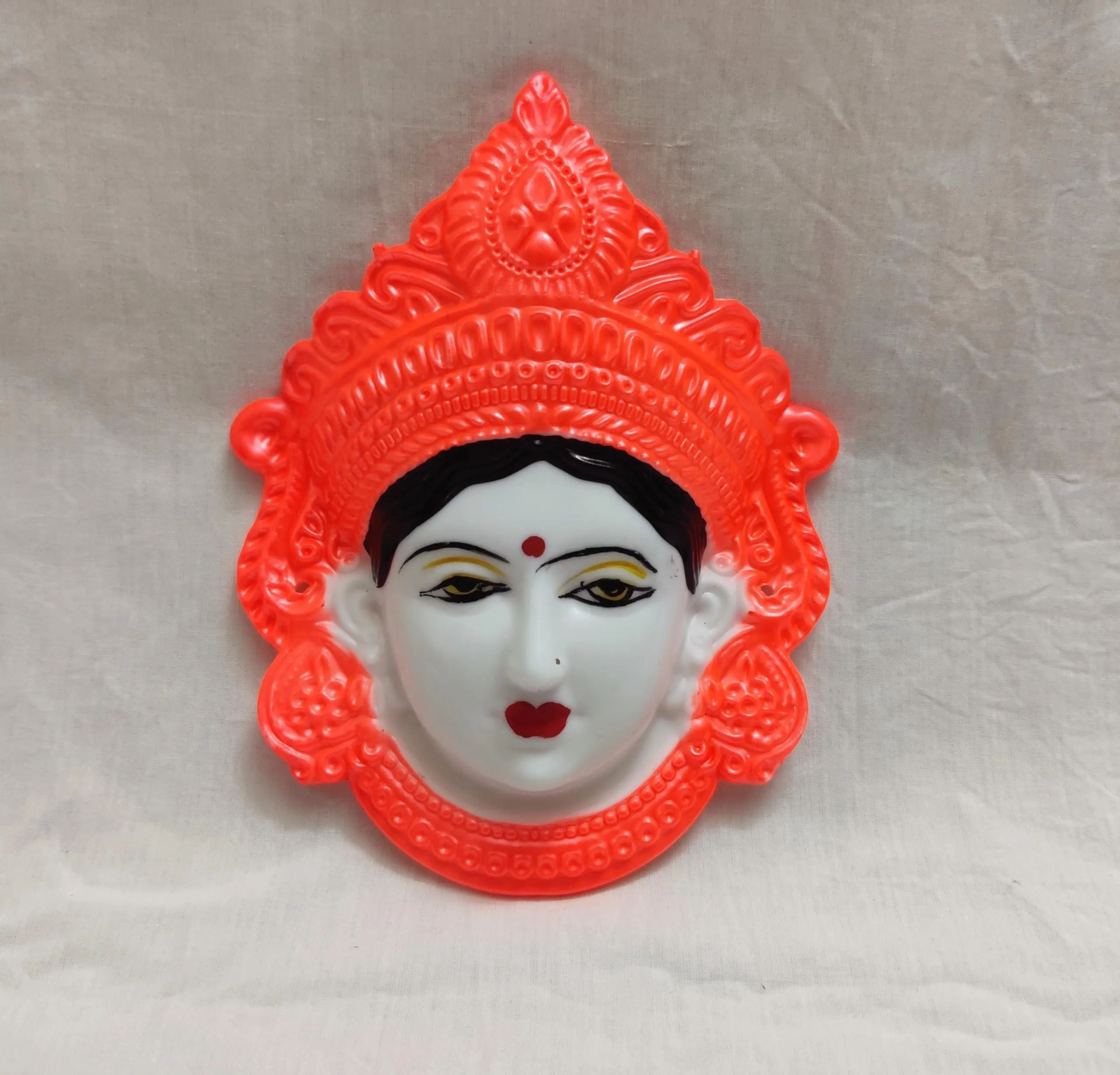 PUJA CELEBRATIONS Durga Devi Face, Mukhota, Polyfibre Goddess MATA Mahalakshmi, Laxmi Face, Margashirsha MATA Mix Color (Small, 6 x 5 inches)
