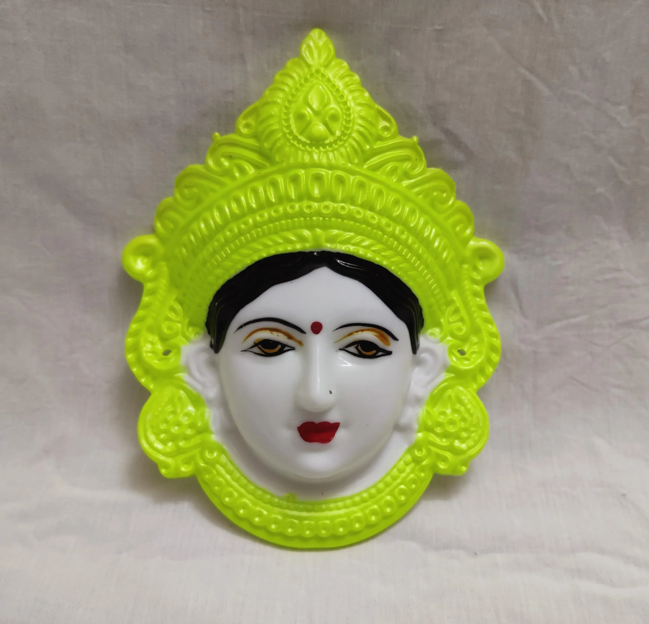 PUJA CELEBRATIONS Durga Devi Face, Mukhota, Polyfibre Goddess MATA Mahalakshmi, Laxmi Face, Margashirsha MATA Mix Color (Small, 6 x 5 inches)