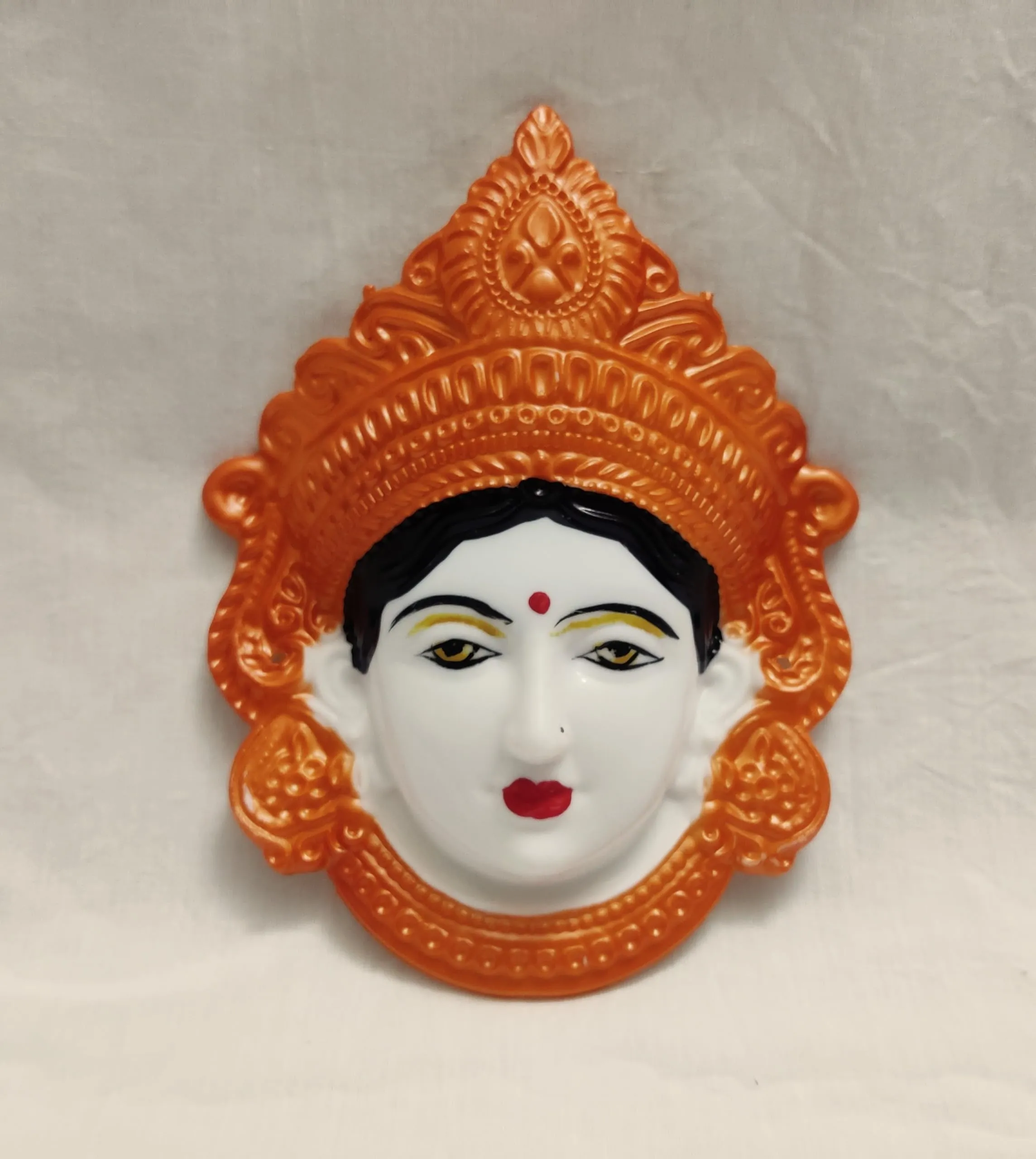 PUJA CELEBRATIONS Durga Devi Face, Mukhota, Polyfibre Goddess MATA Mahalakshmi, Laxmi Face, Margashirsha MATA Mix Color (Small, 6 x 5 inches)