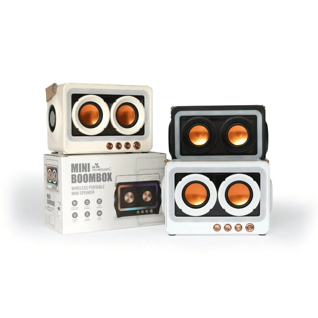 Retro Mini BoomBox - LED Bluetooth Speaker