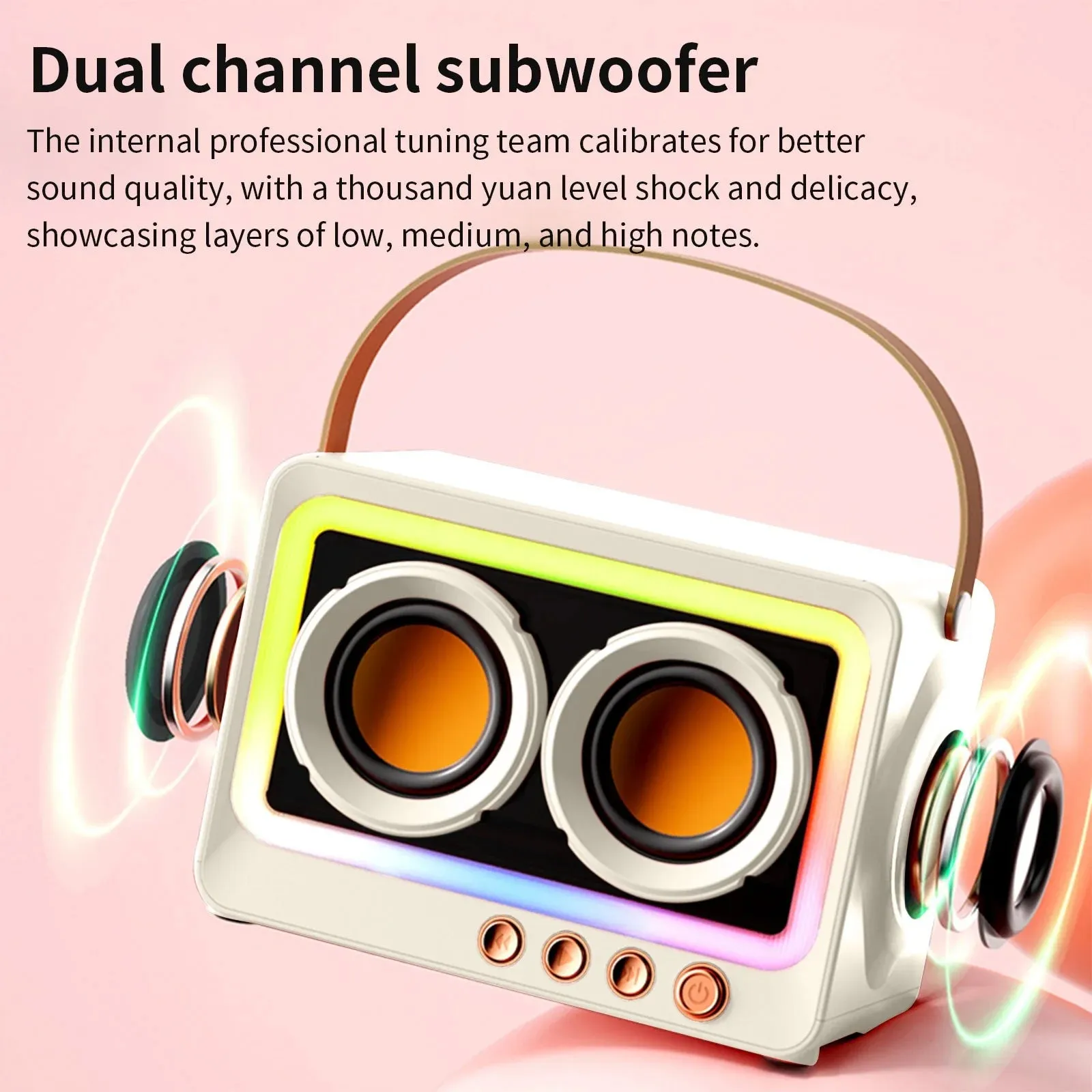 Retro Mini BoomBox - LED Bluetooth Speaker