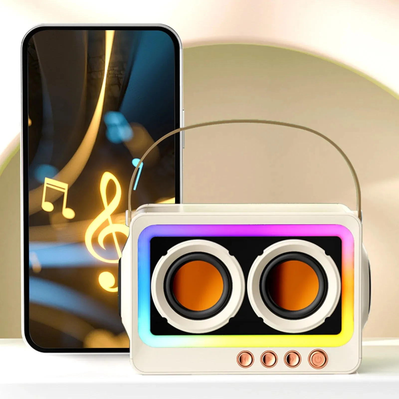 Retro Mini BoomBox - LED Bluetooth Speaker