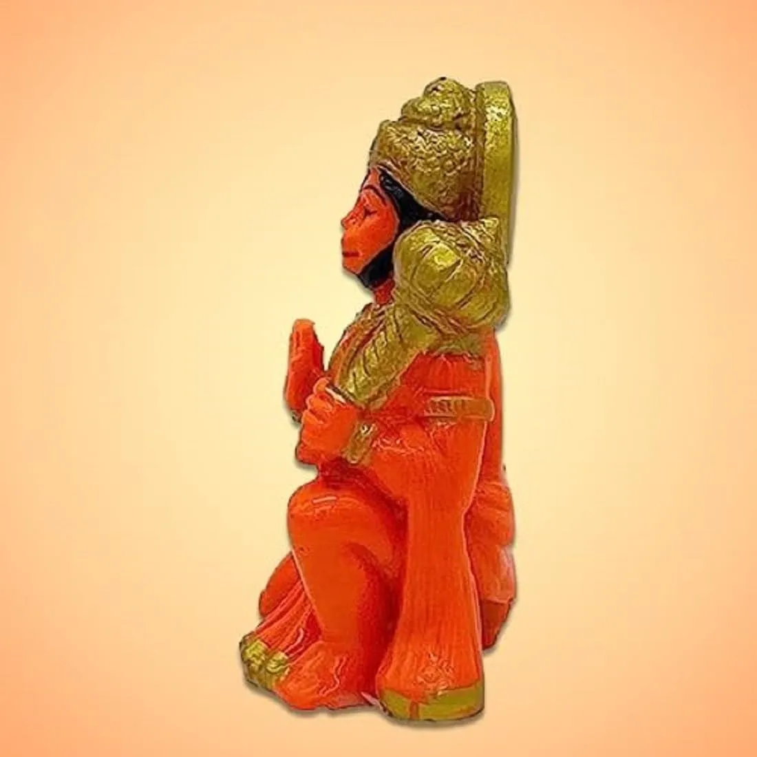 Rudram Polyresin Orange Lord Bajrangbali Hanuman Bala ji Murti Orange Hanuman Ji for Car Home Decor Showpiece (Pack of -1)