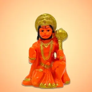 Rudram Polyresin Orange Lord Bajrangbali Hanuman Bala ji Murti Orange Hanuman Ji for Car Home Decor Showpiece (Pack of -1)