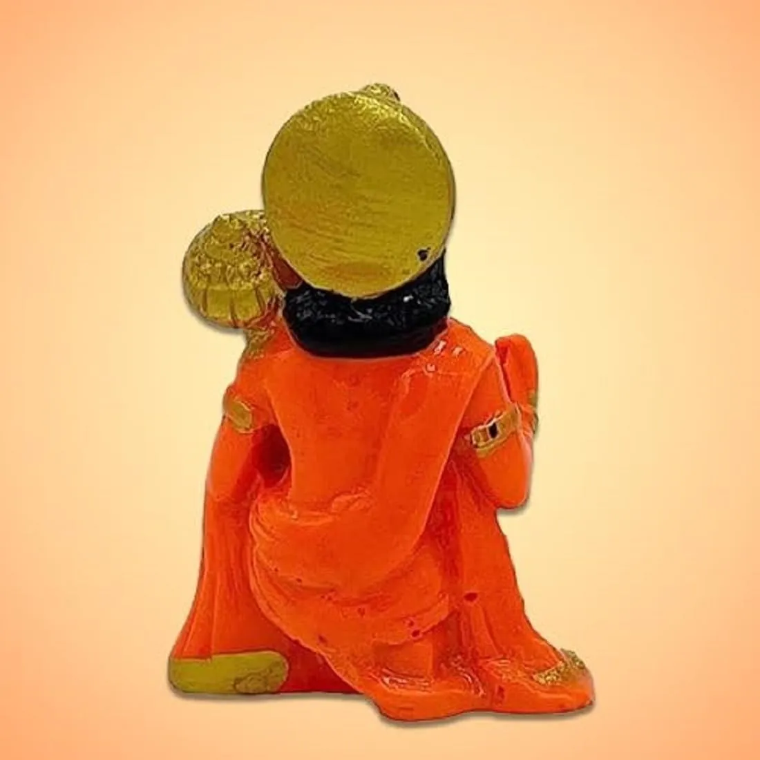 Rudram Polyresin Orange Lord Bajrangbali Hanuman Bala ji Murti Orange Hanuman Ji for Car Home Decor Showpiece (Pack of -1)