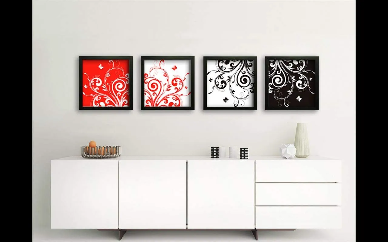 SAF paintings Floral Digital Reprint Painting (19 x 19 Inch) Set of 4 SANFSD03N