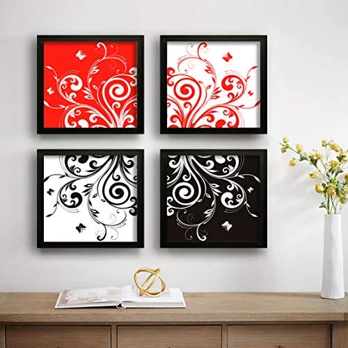 SAF paintings Floral Digital Reprint Painting (19 x 19 Inch) Set of 4 SANFSD03N
