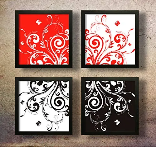 SAF paintings Floral Digital Reprint Painting (19 x 19 Inch) Set of 4 SANFSD03N
