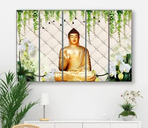 SAF paintings Set of 5 Buddha religious modern art 6MM MDF large Premium Panel wall painting 24 Inch x 40 Inch SANFLL35060