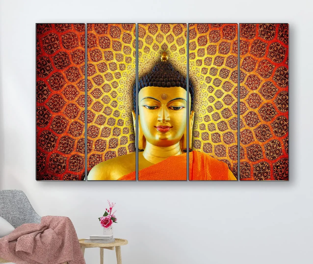 SAF paintings Set of 5 Buddha religious modern art 6MM MDF large Premium Panel wall painting 24 Inch x 40 Inch SANFLL35061