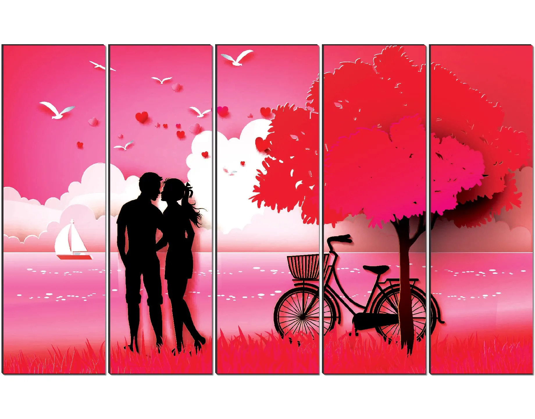 SAF paintings Set of 5 Couple romance modern art 6MM MDF large Premium Panel wall painting 24 Inch x 40 Inch SANFLL35096