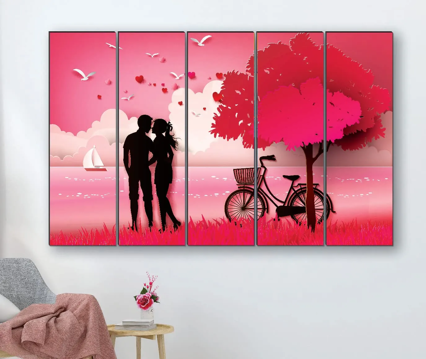 SAF paintings Set of 5 Couple romance modern art 6MM MDF large Premium Panel wall painting 24 Inch x 40 Inch SANFLL35096
