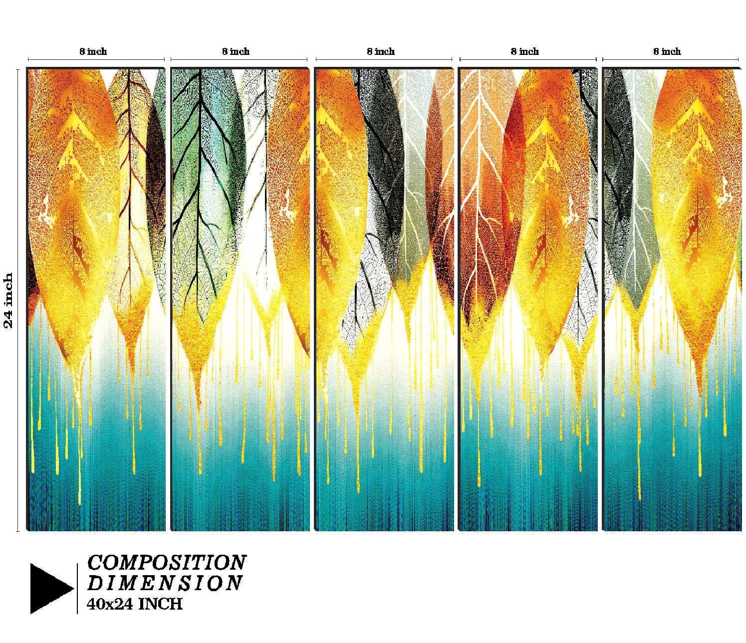 SAF paintings Set of 5 modern art 6MM MDF large Premium Panel wall painting 24 Inch x 40 Inch SANFLL35150