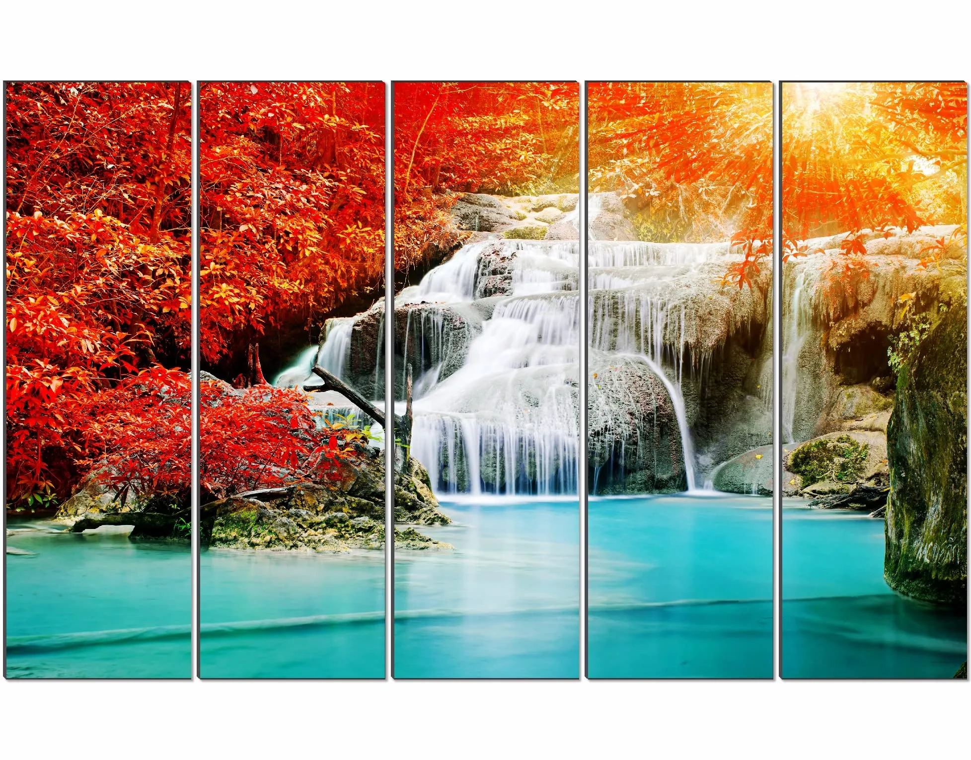 SAF paintings Set of 5 Waterfall nature modern art 6MM MDF large Premium Panel wall painting 24 Inch x 40 Inch SANFLL35094