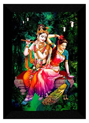 SAF Radha Krishna UV Textured Digital Reprint Home Decorative Gift Item Framed Painting 14 Inch X 20 Inch SANFM30936