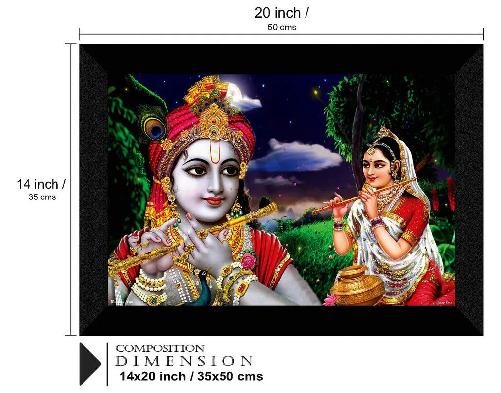 SAF Radha Krishna UV Textured Digital Reprint Home Decorative Gift Item Framed Painting 14 Inch X 20 Inch SANFM30944