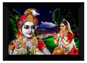 SAF Radha Krishna UV Textured Digital Reprint Home Decorative Gift Item Framed Painting 14 Inch X 20 Inch SANFM30944