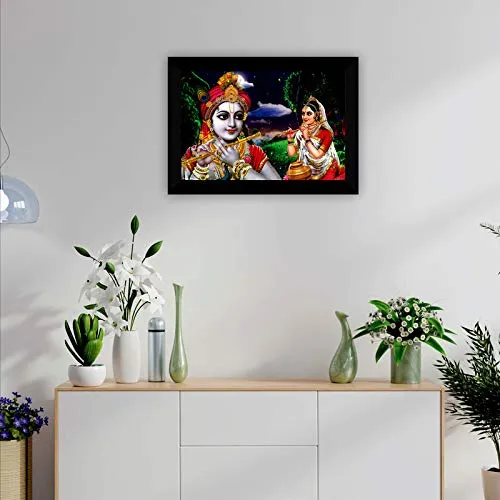 SAF Radha Krishna UV Textured Digital Reprint Home Decorative Gift Item Framed Painting 14 Inch X 20 Inch SANFM30944