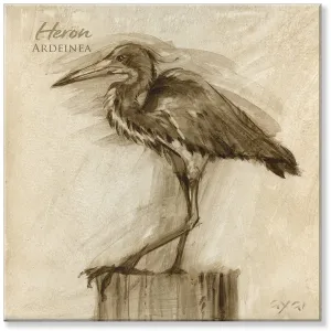 Sepia Heron Canvas Art