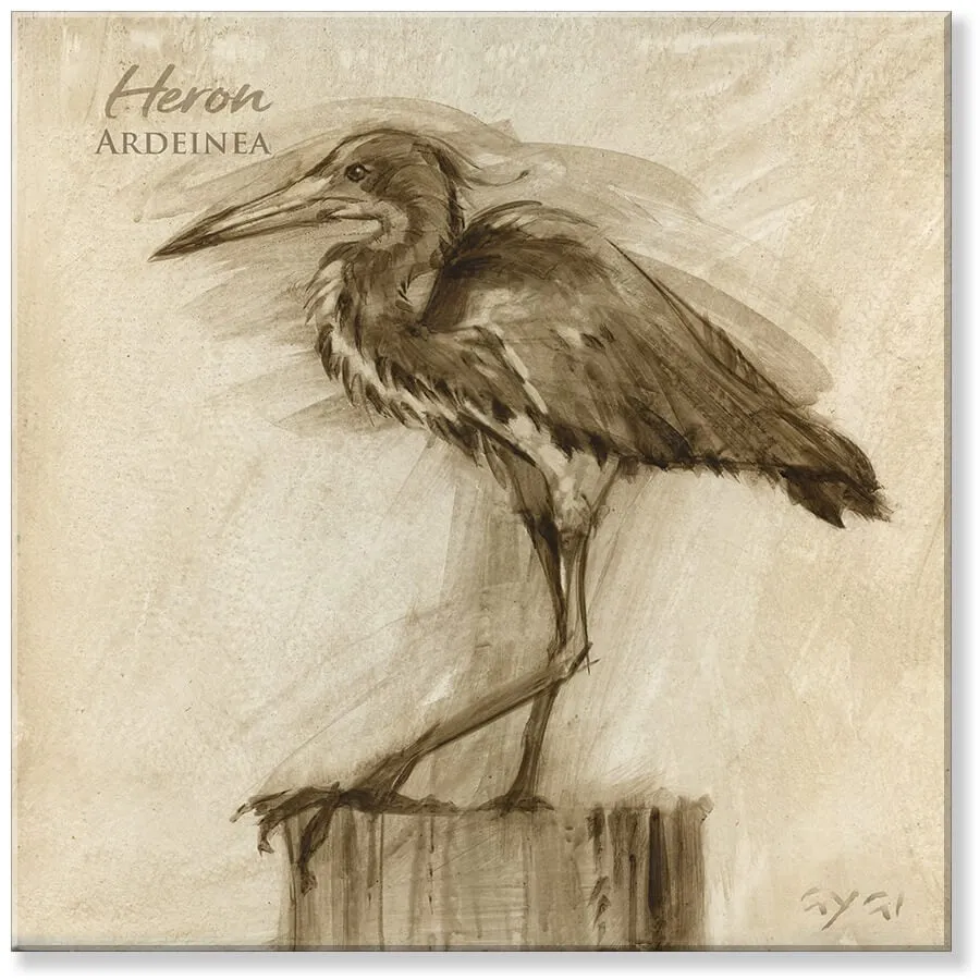 Sepia Heron Canvas Art