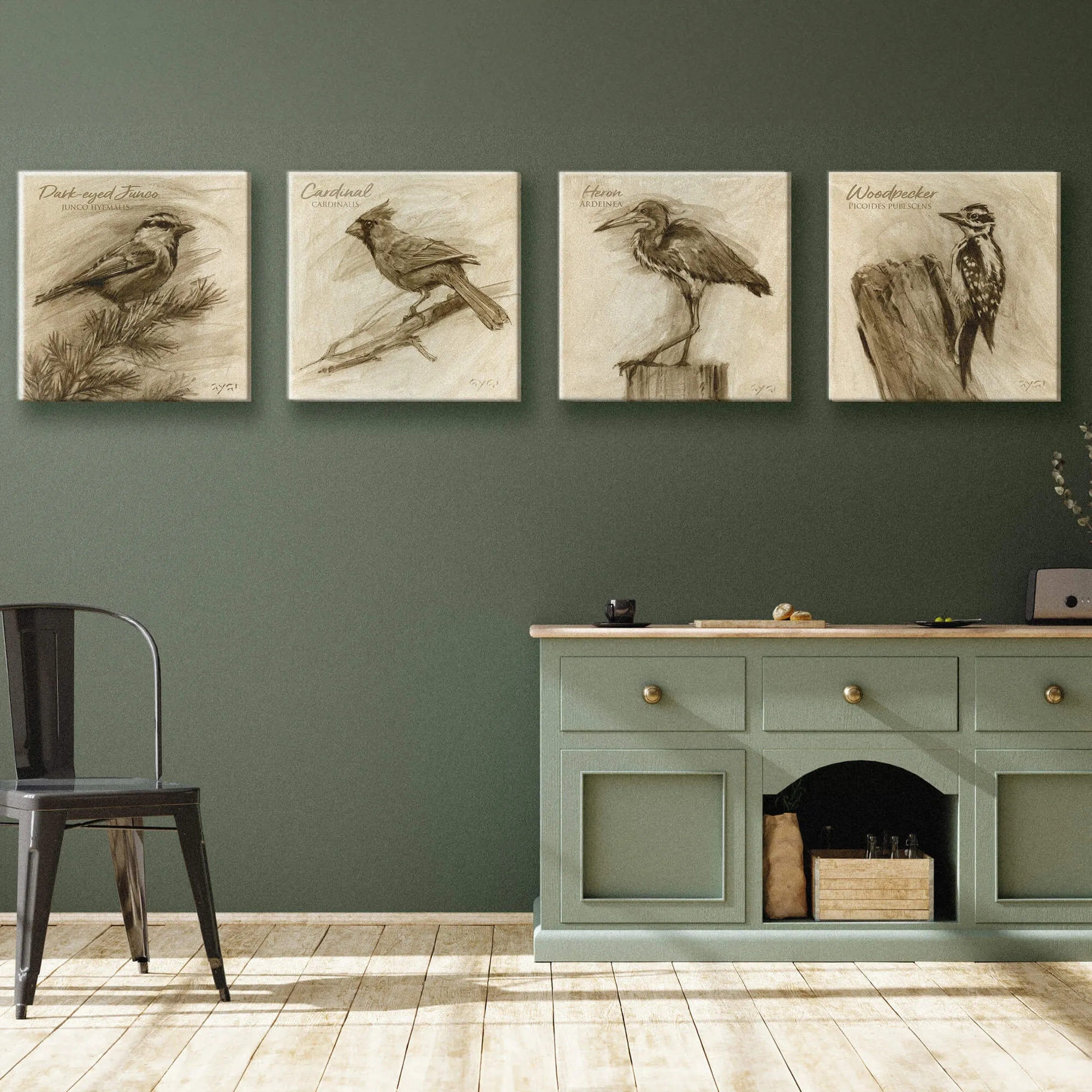 Sepia Heron Canvas Art