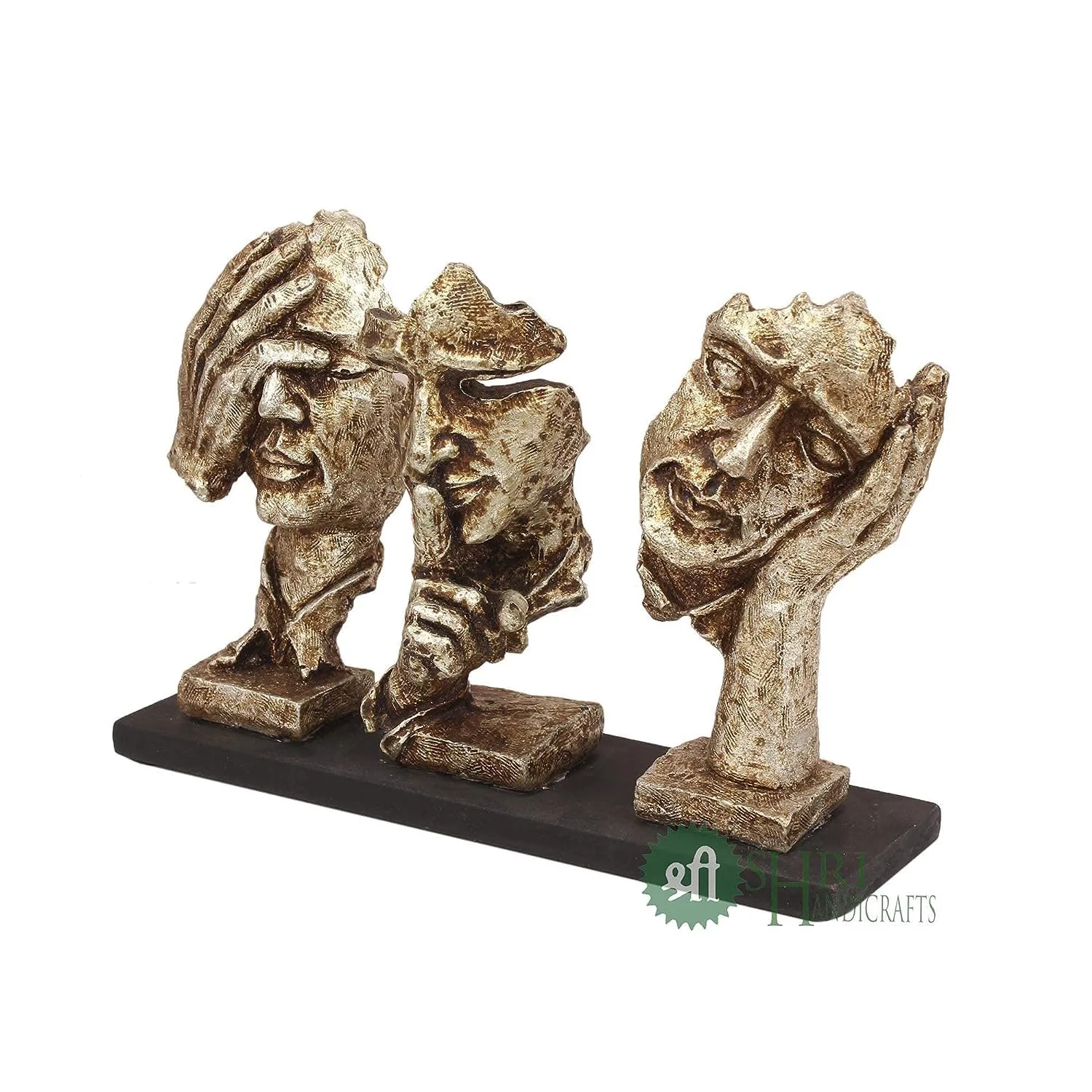 Shri Handicrafts Porcelain hree Modern Human Faces Statue, 21x9x18 cm, Silver