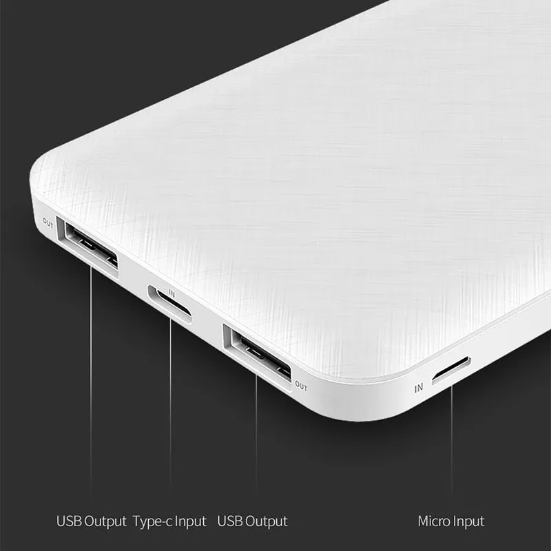 Slim Power Bank 10000mAh with LED Light