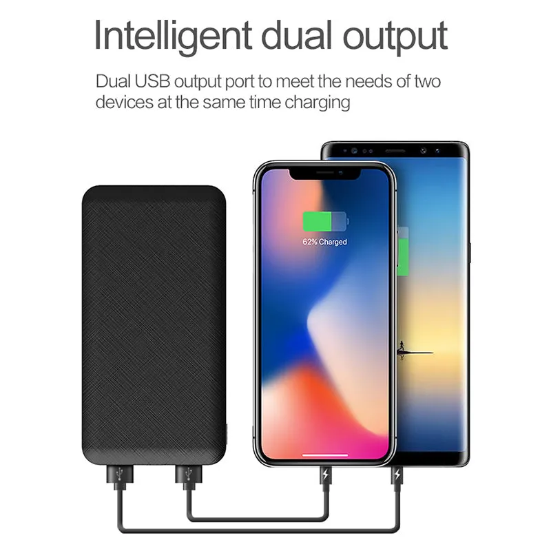 Slim Power Bank 10000mAh with LED Light