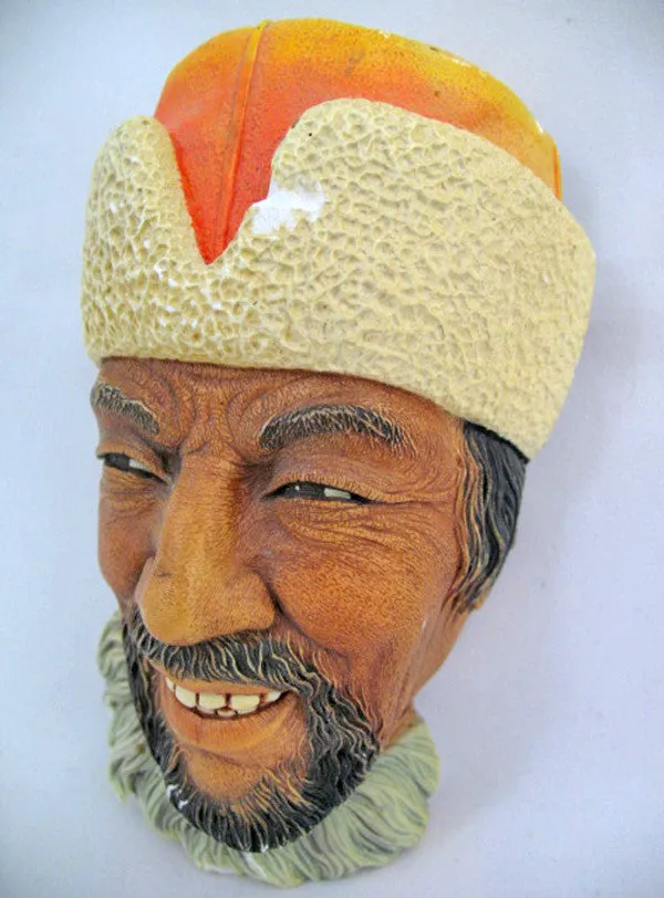 VINTAGE BOSSONS CHALKWARE WALL HANGING HEAD 1966 HIMALAYAN MAN ENGLAND
