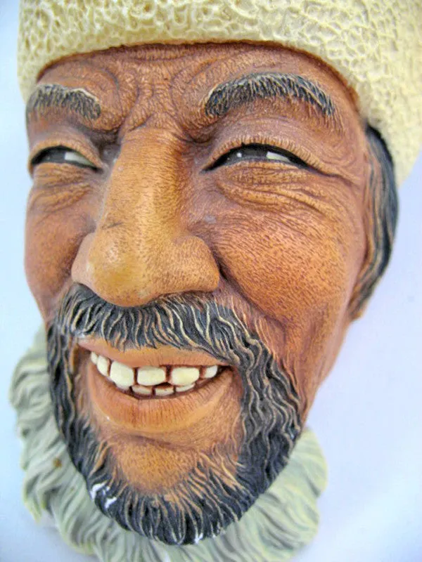 VINTAGE BOSSONS CHALKWARE WALL HANGING HEAD 1966 HIMALAYAN MAN ENGLAND