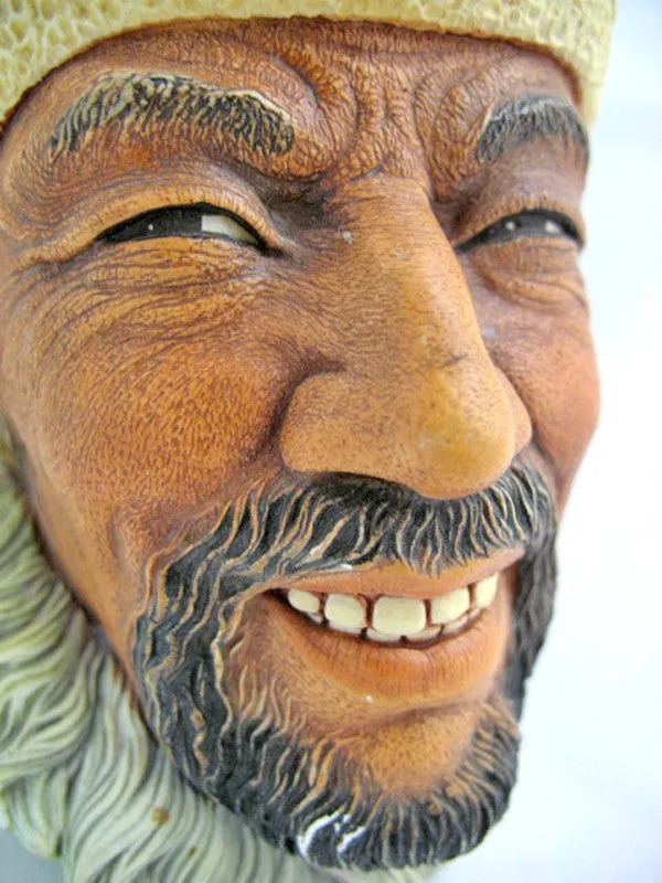 VINTAGE BOSSONS CHALKWARE WALL HANGING HEAD 1966 HIMALAYAN MAN ENGLAND