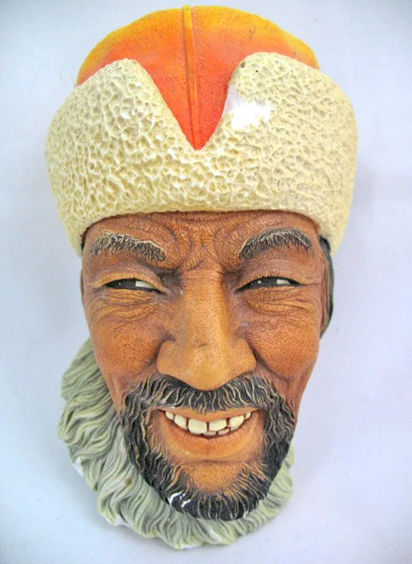 VINTAGE BOSSONS CHALKWARE WALL HANGING HEAD 1966 HIMALAYAN MAN ENGLAND