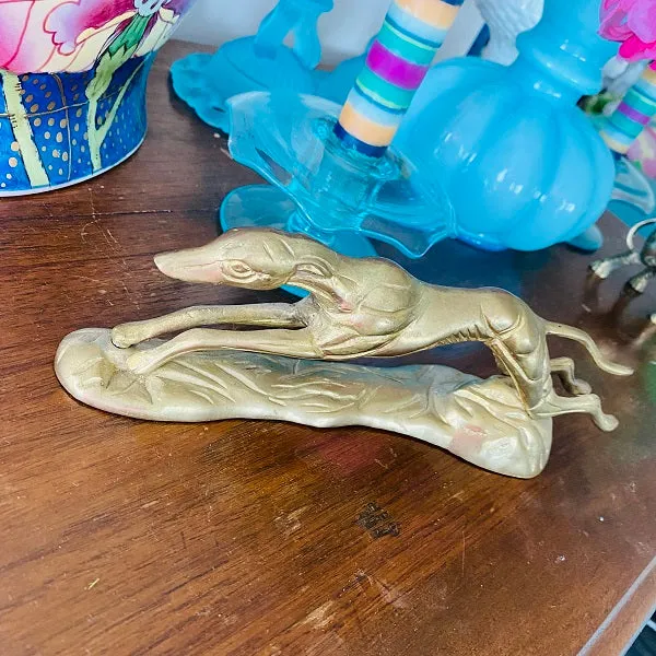 Vintage Brass Greyhound Dog Figurine - Solid Brass, India