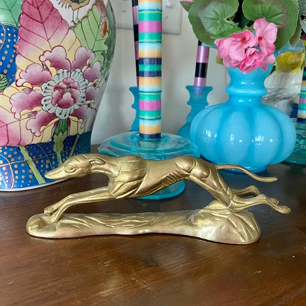 Vintage Brass Greyhound Dog Figurine - Solid Brass, India