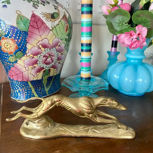 Vintage Brass Greyhound Dog Figurine - Solid Brass, India