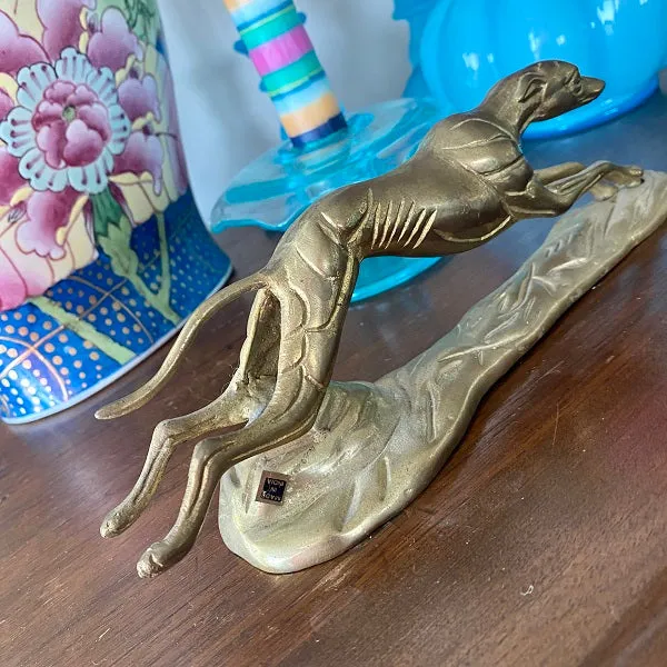 Vintage Brass Greyhound Dog Figurine - Solid Brass, India