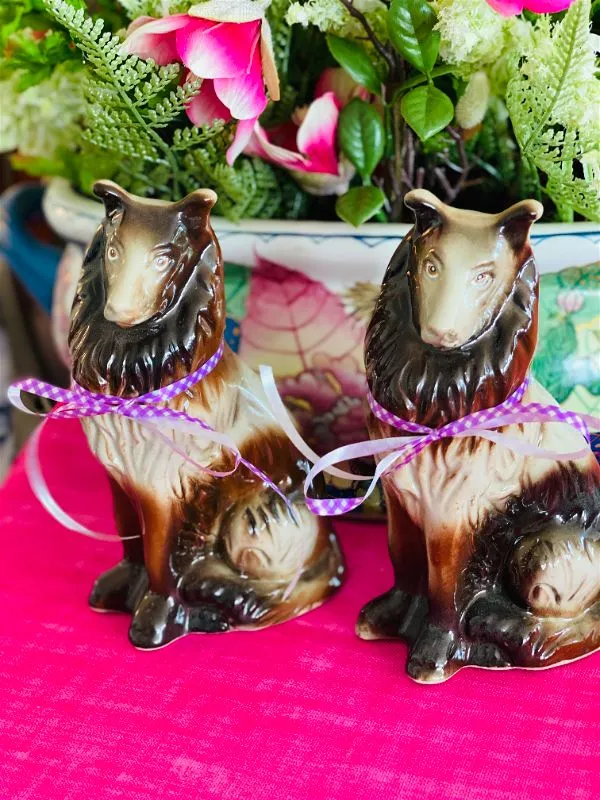 Vintage Pair Collie Lassie Brown/Tan Dogs