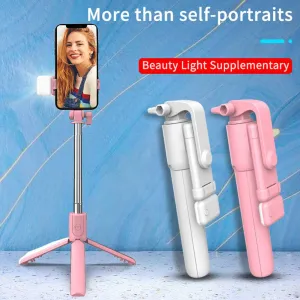 Wireless Bluetooth-compatible Selfie Stick with Led Ring Light Foldable Tripod Monopod  Live Tripod